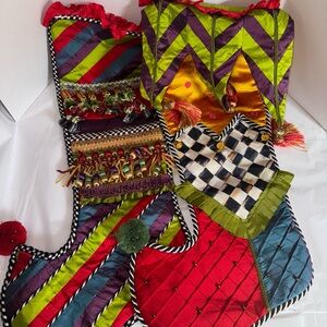 2 MacKenzie Childs Silk Jester Stockings Jumbo Sized